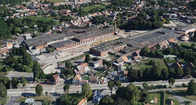 Vue aérienne du site des anciennes Câbleries de Dour